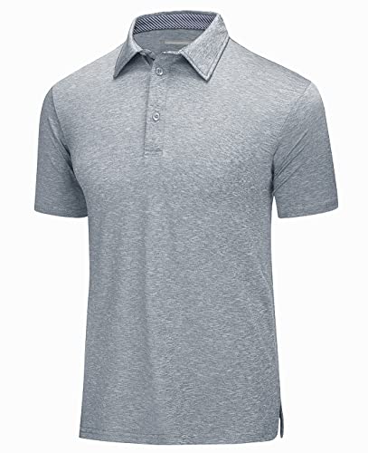 Magcomsen Mens Polo Shirts Short Sleeve Golf Polos For Men Athletic Shirts Running Shirts Casual Shirts Workout Shirts Quick Dry Golf Polo Shirts For Men Light Grey #TOP5
