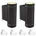 Produktbild SSC-LUXon 2er Set ESMA Wandleuchte Aussen Up Down mit LED GU10 Lampen 3W warmweiß - Aussenleuchte schwarz IP54 wasserfest rund