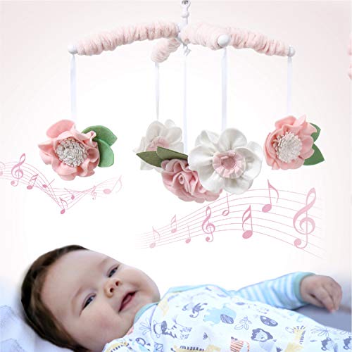The Peanutshell Pink Floral Musical Crib Mobile For Baby Girls | Digital Music Box With 12 Lullabies #TOP4