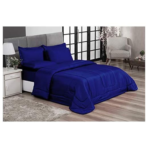 Kit Edredom Casal Queen Jogo de Lençol 06 peças Aconchego Dupla Face Casa Dona