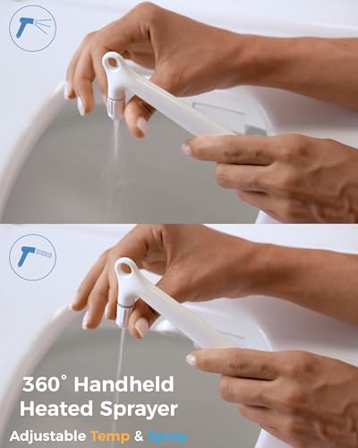 Image of DC01 Pro iCleaningo Electric Bidet Toilet Seat, Side Panel Control, Instant Heating, Warm Water Wash, Heated Seat, Warm Air Dry, Auto Open & Close Lid, 360 Handheld Sprayer, Elongated, Remote