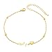 Qings Bracelet Femme Cheville Femme Or Chaine Cheville avec Cœur ECG Cadeaux D'anniversaire Mesdames Filles Partie de Plage Appropriée 210+40mm(Réglable)