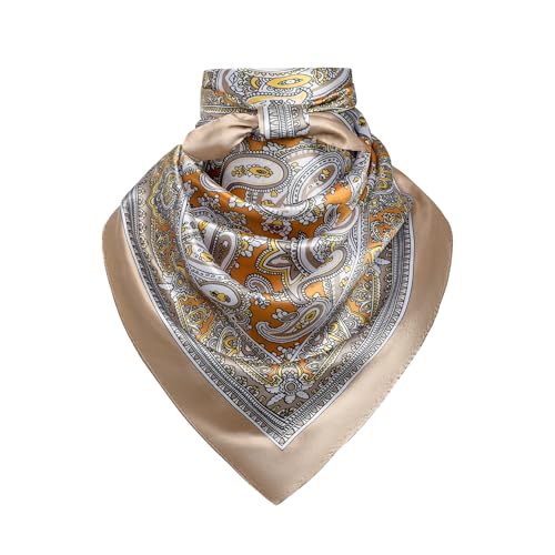 Image of 35 inch Men's Silk Cowboy Scarf - Oversized Western Bandana Neckwear, Large Square Scarf with Gift Packaging