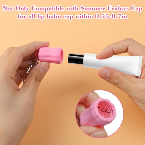 4PCS Lip Gloss Holder Keychain for Summer Fridays Flexible Silicone Lipgloss Lip Balm Holder Keychain Sleeve 0.55-0.7in Lip Balm Cap and Holder Set for Women Girl Keychains Portable Accessories