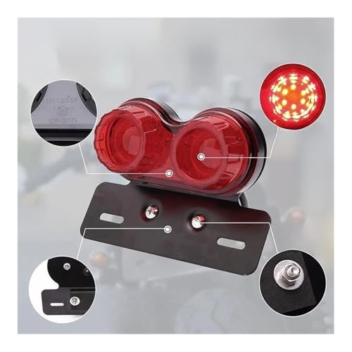 Feu arrière clignotant LED moto 12V avec support de plaque et feu de freinage - 5