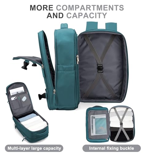 Image of coowoz Large Travel Backpack For Women Men, Carry On Backpack,Hiking Backpack Waterproof Outdoor Sports Rucksack Casual Daypack Expandable Heavy Duty Extra large Backpack Peacock Blue