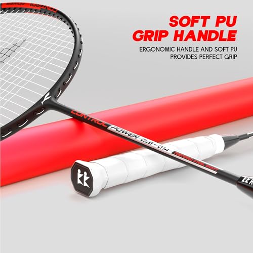 Image of Konex Aluminium Badminton Racquet 2U (90±1g) | 28 LBS Tension | Slim Shaft with PU - Red (Pack of 1)