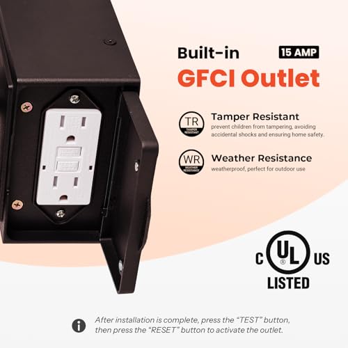 Image of Gleamz Adjustable Sensitivity Motion Sensor Outdoor Lights with GFCI Outlet