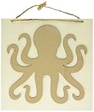  Darice und geschichtetem Holz MDF Octopus Plaque, natürliche Bräune, 25,4 x 25,4 cm