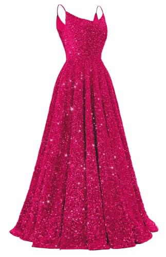 Tianzhihe Plus Size Spaghetti Straps Prom Dress 2026 Long Sequins A Line Homecoming Dress with...