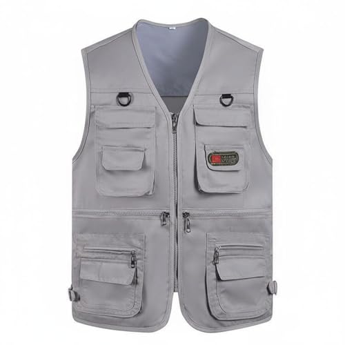 Chaleco de pesca ajustable y multibolsillos en talla grande 4XL