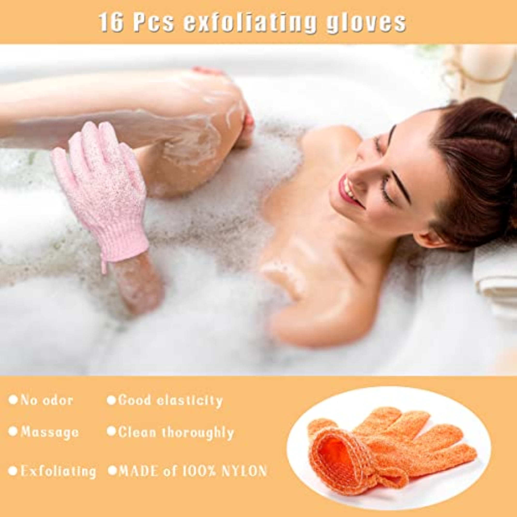 Exfoliating Bath Gloves, 16 Pcs Set