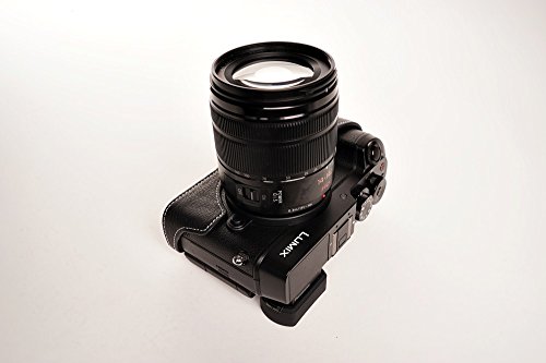 Handmade Genuine Real Leather Half Camera Case Bag Cover For Panasonic Gx8 Black Color #TOP7