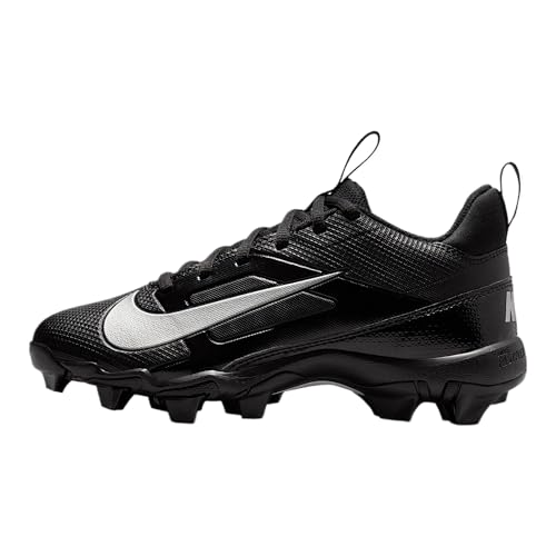Nike Alpha Menace 4 Shark Big Kids' Football Cleats (Wide) (FQ4016-002, Black/Metallic Silver)