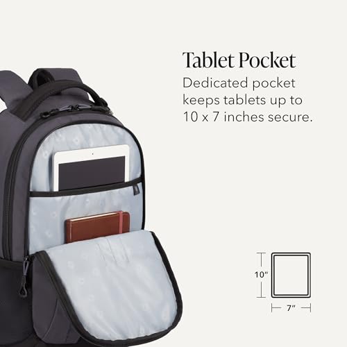 Image of SWISSGEAR Cecil 18-Inch Laptop Backpack Fits 16-Inch Laptop, Travel Daypack with Organizer Pockets, Water Bottle Holders & Padded Straps - Dark Grey /Black