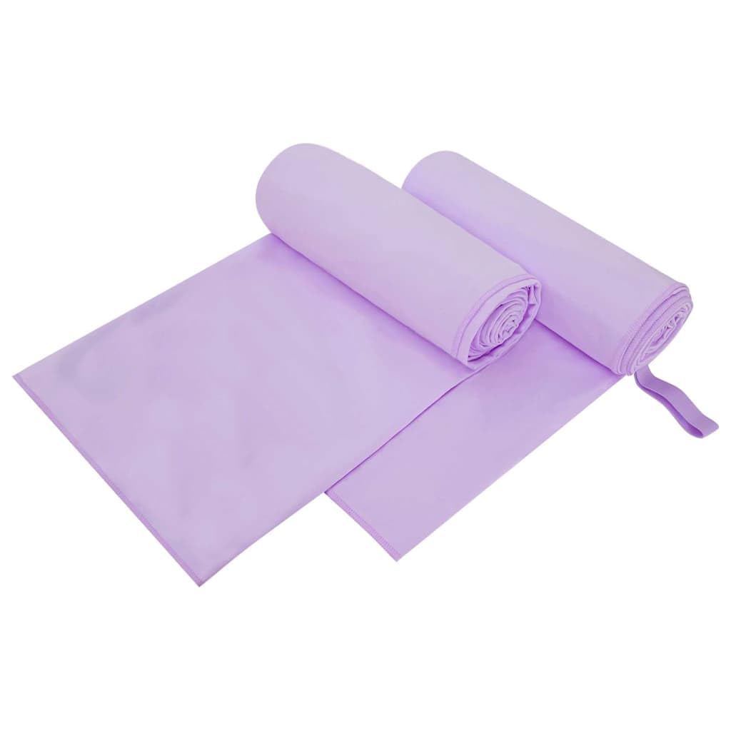 Toallas de deporte 2 unidades, color lila, 200 x 100 cm, poliéster y poliamida, secado rápido, ligeras, absorbentes, para fitness, gimnasio, sauna, playa y viajes