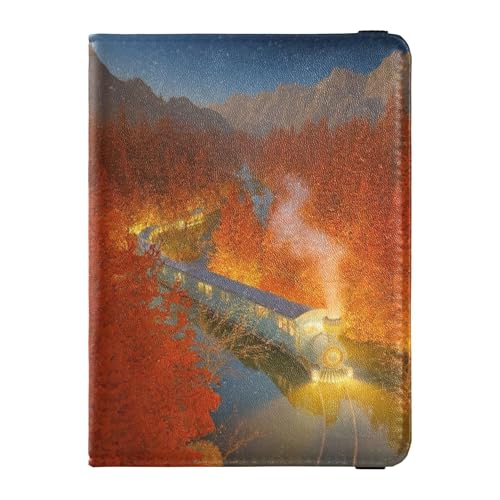 Custodia per passaporto in pelle per viaggio fantasy autunnale, portafoglio antifurto per denaro e carte di credito, per documenti di viaggio da donna