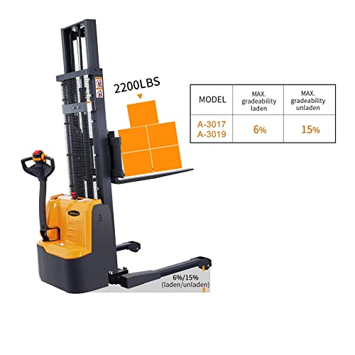APOLLOLIFT Fully Powered Drive and Lift Electric Stacker with Straddle Legs 2200 lbs Capacity 118“ Lift Height, Adjustable Forks Material Lift - Thumbnail 2
