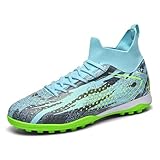 Saynnie Fußballschuhe für Herren und Damen, Turf-Indoor-Fußballschuhe, Unisex, hohe Knöchel, AG TF Fußballschuhe, Jugendliche, Baseball, Rugby, Trainingsschuhe, 5505 Green Tf, 13 Women/11 Men