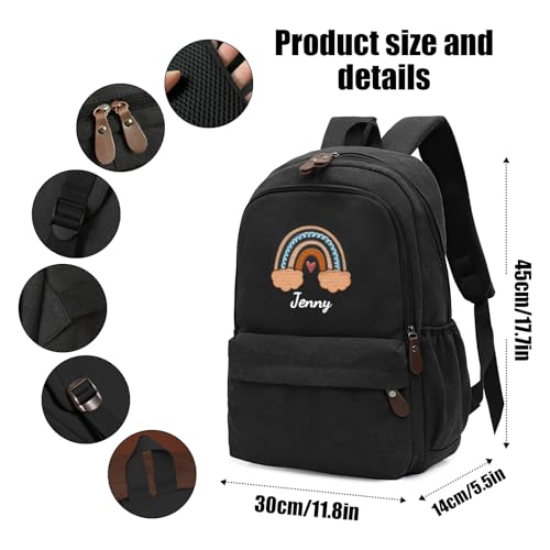 Youltar Backpack for Girls and Boys, Personalized Embroidery Rainbow Backpack with Name, Back to School Backpack for Kids, Custom backpack for school outdoors and picnics2