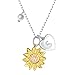 Sterling Silver Gold Tone Sunflower Initial 26 Alphabet Necklace Personalized Pendant (S)