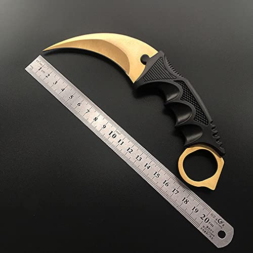Ldiwee Karambit Knife, Cs-Go Game Knife Fixed Blade Knife, Stainless Steel Knife With Sheath And Cord For Camping Hunting Hiking Adventure Collection - Gold #TOP6