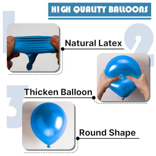Image of PartyWoo Metallic Blue Balloons 100pcs 5 Inch Small Mini Chrome Blue Latex Balloons for Graduation Wedding Baby Shower Engagement Baby Shower Wedding Bachelorette Birthday Party Decorations Blue-G106