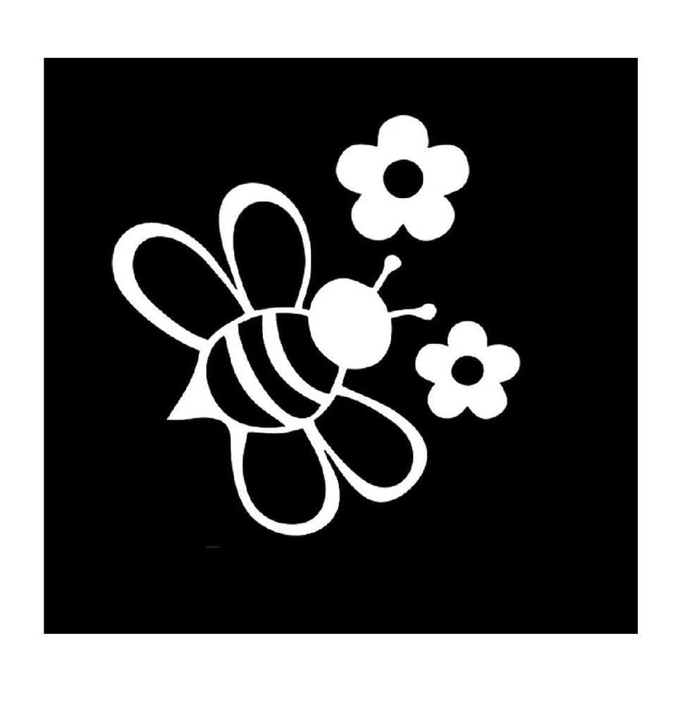 Bee Flower Pattern Stickers Waterproof Vinyl Decals for Car Laptop Decor(White)