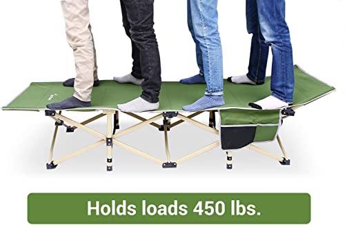 Sportneer Camping Cot, Cot Sleeping Cot Max Load 450 Lbs 2 Side Large Pockets Portable Folding Camp Cots Wide Cot Bed With Carry Bag For Adults Kids Teen Tent Camping Beach Bbq Hiking Office #TOP2