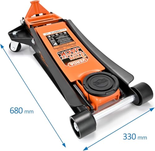 Verda Wagenheber hydraulisch 3T Hubhöhe 75-515 mm, 2X Gummi, mit Schmiernippel, Doppelpumpsystem...