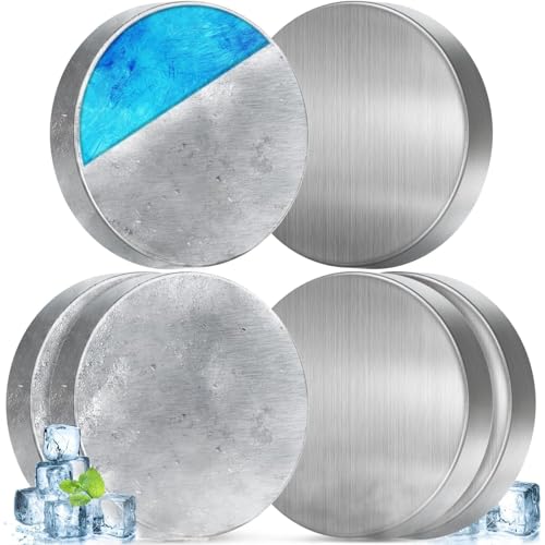 強力保冷剤 驚異の保冷力 2/4/6/8/10個セット【倍速凍結&長時間保冷】ステンレス製アイス保冷剤 コンパクト 長持ち 繰り返し使用可 防災用にも最適 (円 形(9.5*2cm),6)