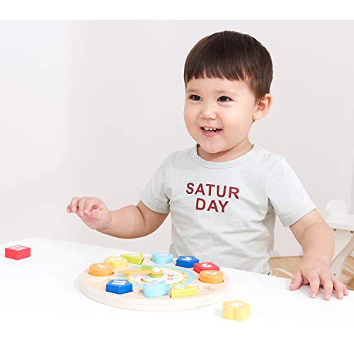 Image of New Classic Toys Wooden Multi Clock Puzzle for Toddlers 2 Years and Up Educational Toys and Color Perception Toy for Preschool Age Toddlers Boys Girls