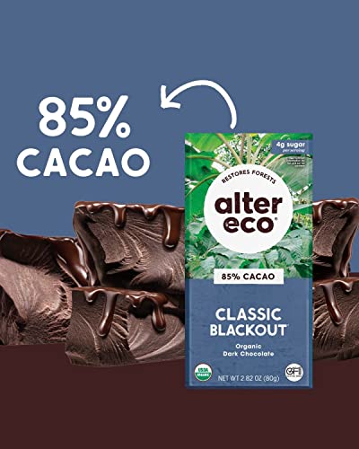 Alter Eco | Classic Blackout | 85% Pure Dark Cocoa, Fair Trade, Organic, Non-Gmo, Gluten Free Dark Chocolate Bar, 12 Bars #TOP2