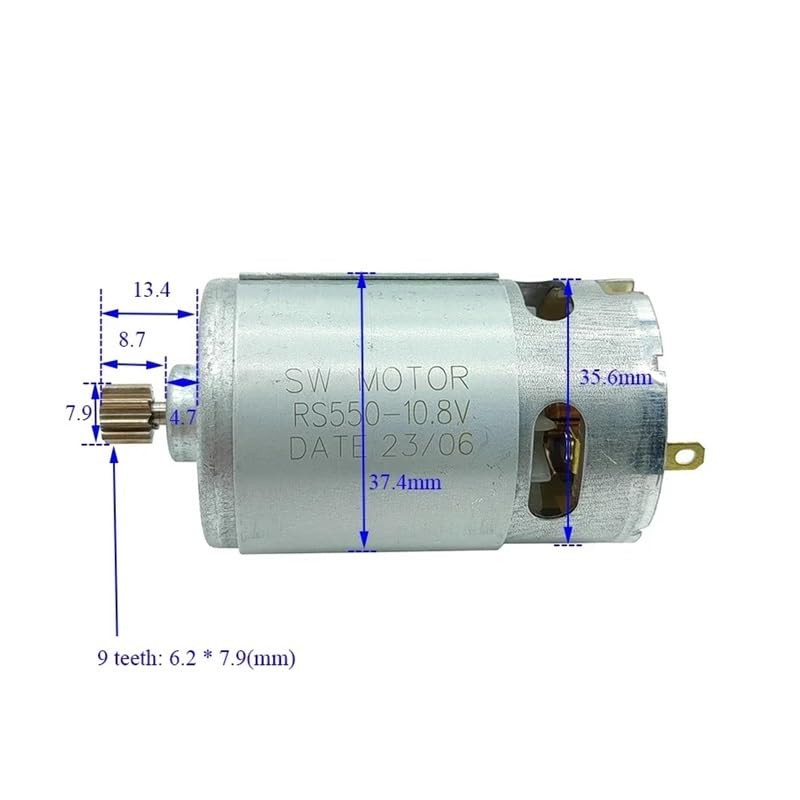 POWTAXBJGD RS-550 Electronic Starter 9 Teeth / 12 Teeth DC 10.8V 12V 14.4V 16.8V 18V 21V 25V High Speed Large Torque for Hand Drill Garden Tool(Large,21V)
