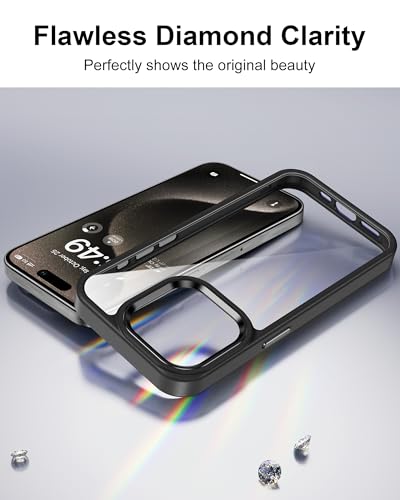 Image of HOOMIL Case for iPhone 15 Pro Max 6.7-Inch, Anti-Yellowing, Drop Protection, Anti-Scratch Transparent Hard Back Phone Cover (Black)