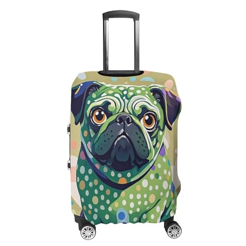 Pug Green Polka Dot Printed Luggage Cover Protector, Fits 18-32 Inch Luggage4