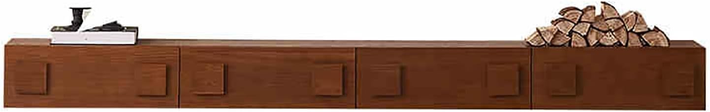 Floating TV Stand Cabinet Wall TV Console Floating Shelf Under TV with Drawers Wall Mounted TV Stand Floating Flip Down Door Hanging TV Console Wooden Wall Mounted TV Cabinet Floating Wood Media
