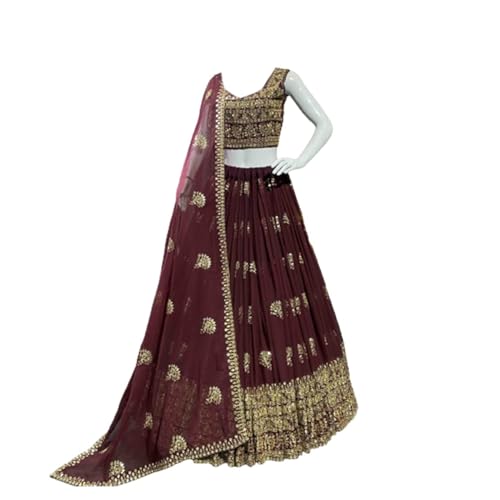 Image of DhrishafashionWOMEN'S Georgette Semi-Stiched lehnga (SF-ver12no Purple1 Free Size)
