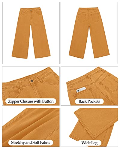 Vetinee Pants For Women Jeans Summer Pants Women Casual Capri Pants Wide Leg Pants Capri Pants For Women Cadmium Yellow Size X-Large Size 16 Size 18 #TOP5