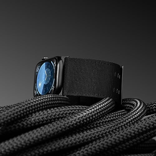 Tefeca Dual Series Band Compatible with Apple Watch Ultra 2/Ultra 49mm, Series 10 46mm, Series 9/8/7 45mm, SE2/SE/6/5/4 44mm （Black Nylon with Black Adapters, 49/46/45/44mm) by Tefeca - Image 4