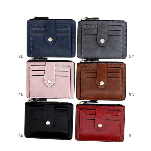 Men's Vintage PU Leather Compact Wallet with Zippered Coin Pocket and Credit Card Holder (Black)2