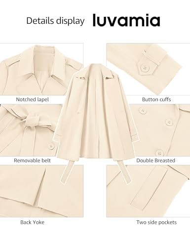 Luvamia Women's Turtledove Trench Coat, X-Large: Stylish Fall & Spring Jacket - Image 8
