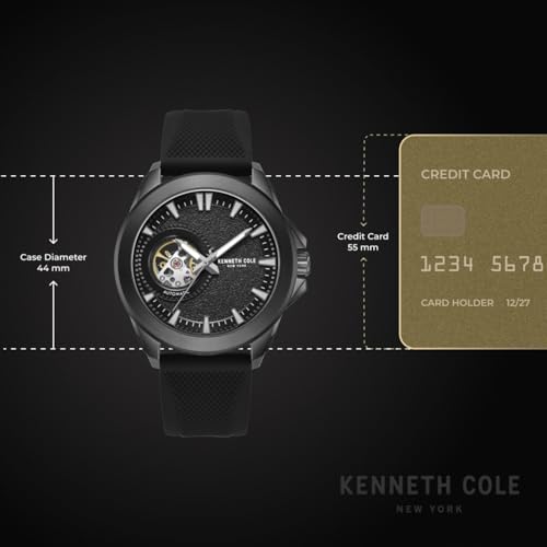 Image of Kenneth Cole Automatic Analog with Black Dial Black Silicone Strap Watch for Men - KCWGZ0103901MNW