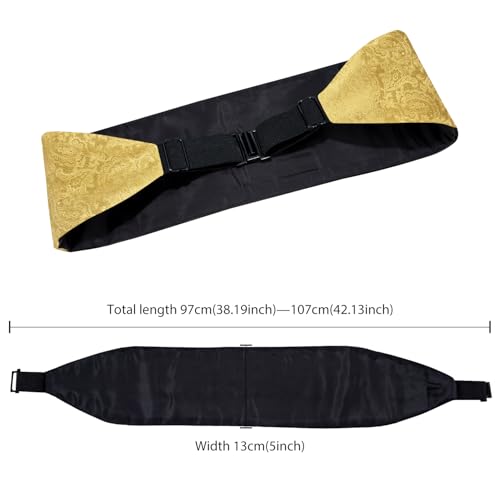 Image of Dubulle Mens Cummerbund and Bow Tie Set Paisley Floral Pretied Bowties for Men Pocket Square Cufflinks Wedding Business