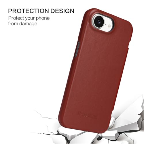 Étui fin iPhone 16e cuir véritable naturel marron vintage - 6