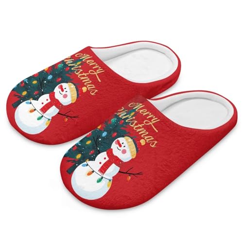 Forchrinse Christmas House Slippers for Women Men Closed Toe Indoor Slippers Washable Reusable Spa Guest Hotel Slipper