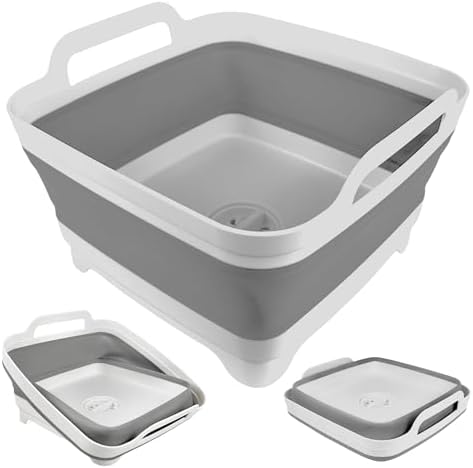 Amazon.com: Bellglee 2 Pack Collapsible Wash Basin Set, Foldable Dish ...