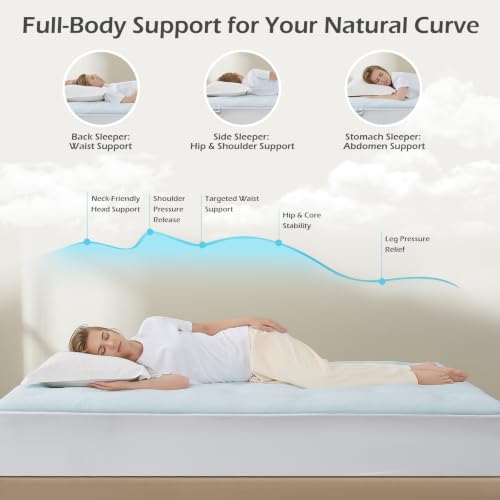 Image of Hansleep Memory Foam Mattress Pad Topper Queen, Queen Foam Mattress Topper Viscose Derived from Bamboo, Queen Size Bed Mattress Pad Cover for Back Pain Relief, 60 inch x80 inch, White (Pack of 2)