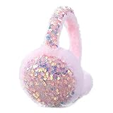 ACTLATI Girl Winter Earmuffs Sequin Shiny Outdoor Ear Warmers Fluffy Muffs Cute Faux Fur Earmuff for Kids Adult Women