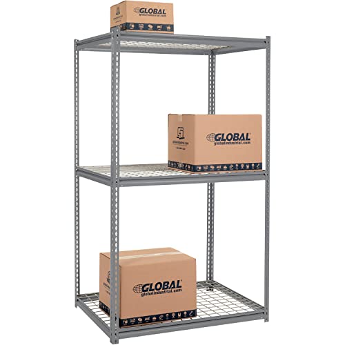 Global Industrial High Cap. Starter Rack 48Wx48Dx84H 3 Levels Wire Deck 1500lb Per Shelf Gry